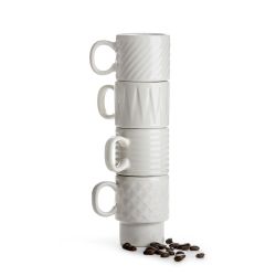 Coffee & More Espressomuki 4 kpl, valkoinen